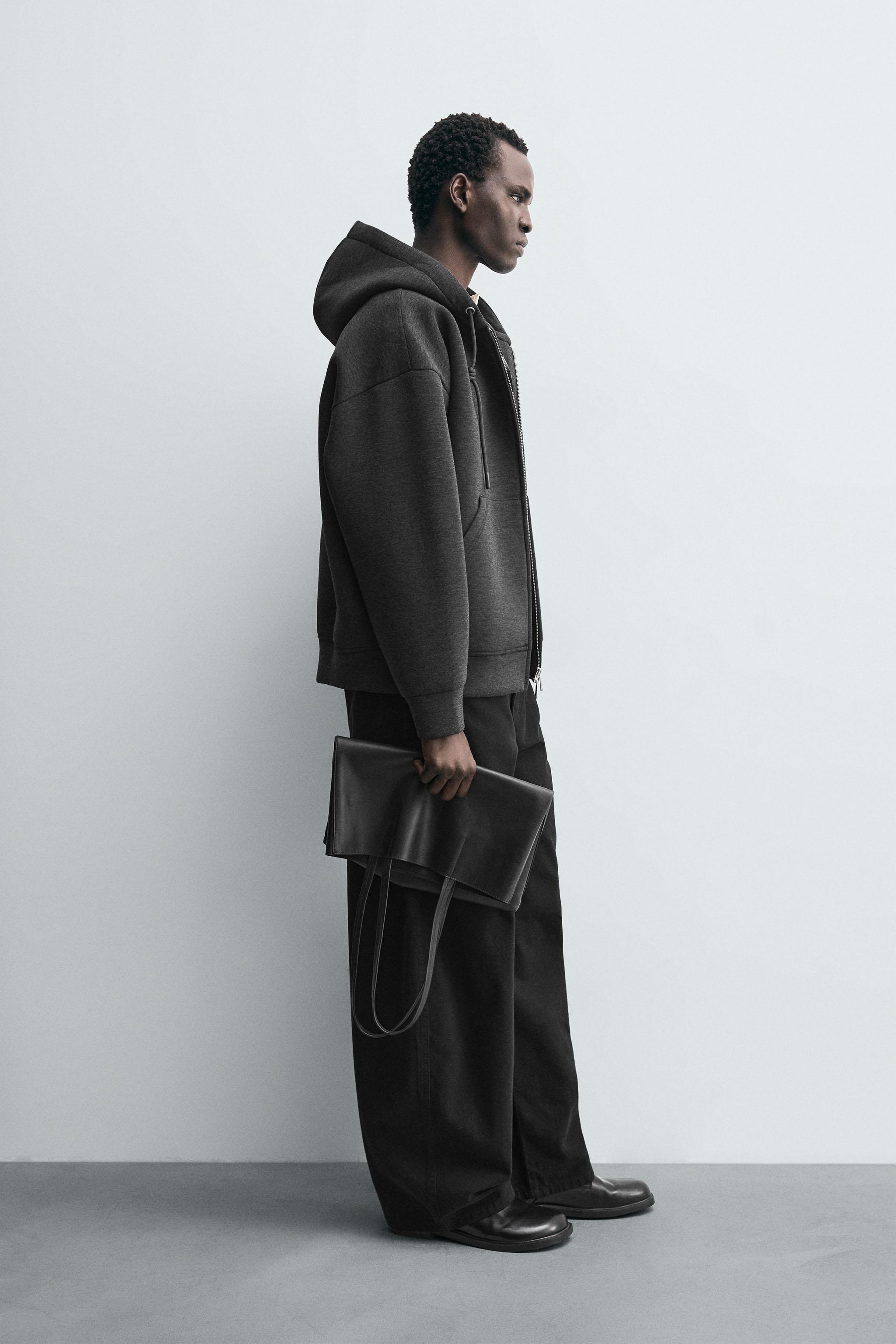 NEOPRENE EFFECT HOODIE SWEATSHIRT